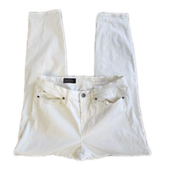 J. Crew Toothpick jeans, off-white, 83% cotton, great used condition,  size 30 - Picture 2 of 13